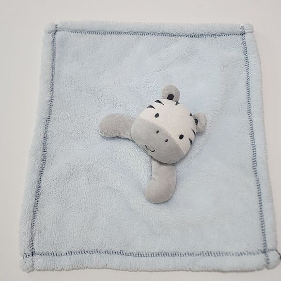 Sandy & Simon 14" Baby Lovey Zebra Blanket Blue Animal Stuffed Toy - Picture 1 of 4